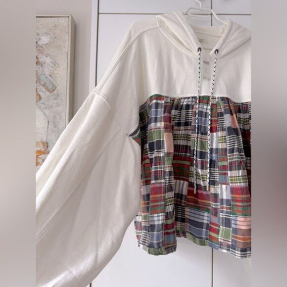 Anthropologie White and Multicolor Plaid Top - Picture 11 of 16